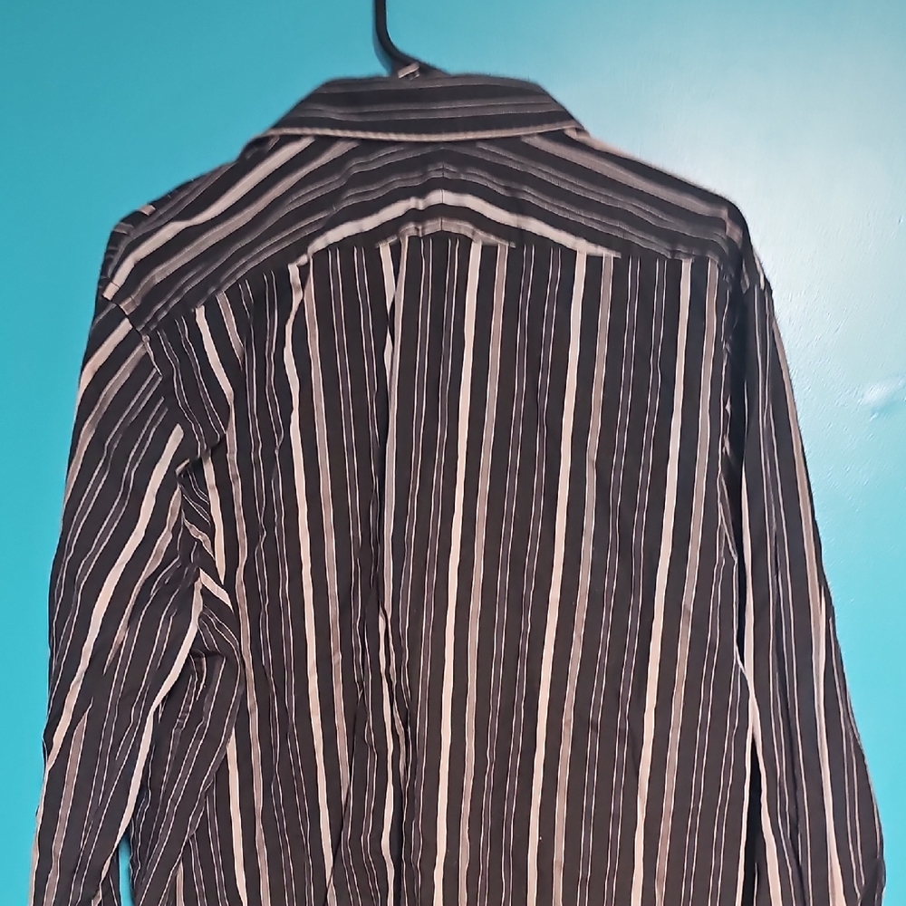 Black and White Striped Men's Shirt - Picture 3 of 3
